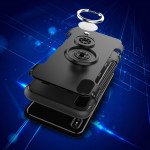 Wholesale iPhone XS / X 360 Rotating Ring Stand Hybrid Case with Metal Plate (Black)